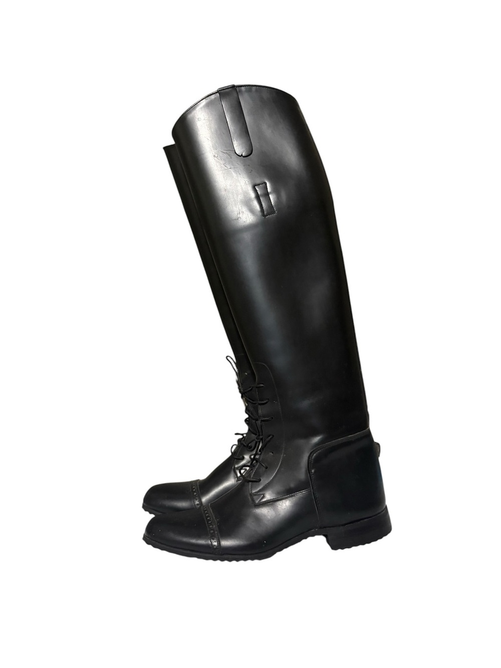 Vintage ELAN Tall Leather Equestrian Riding Boots Lace Up Boots Black 7